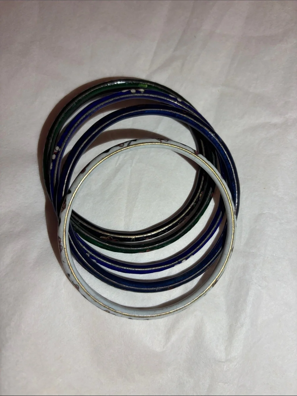 Vintage Cloisonné Bangle Set of 5